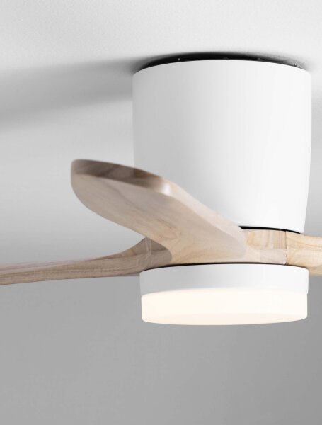LED Deckenventilator Weiß Natur Holz Ø 132 cm CCT Modern