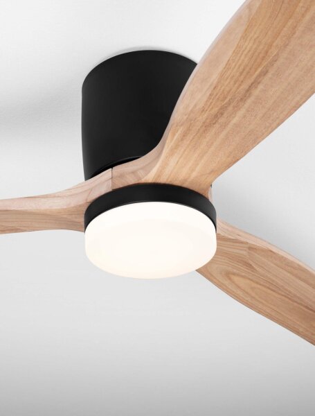 LED Deckenventilator mit Licht Schwarz Natur Holz Ø 132 cm