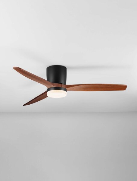 LED Deckenlampe mit Ventilator Schwarz Braun Holz Ø 132 cm