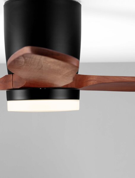 LED Deckenlampe mit Ventilator Schwarz Braun Holz Ø 132 cm