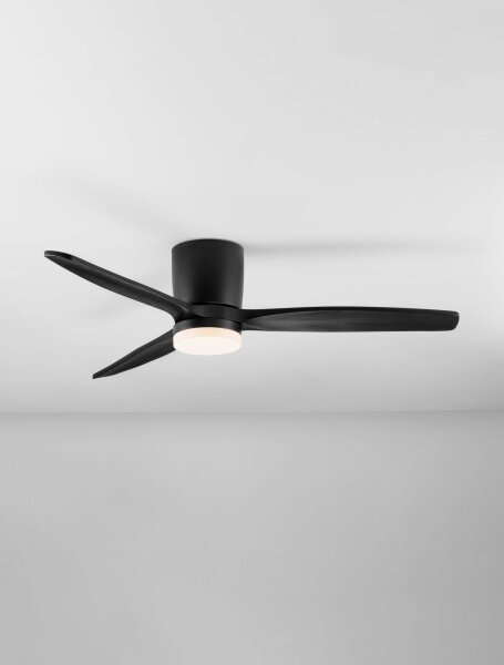 LED Deckenventilator Schwarz Holz Ø 132 cm Fernbedienung
