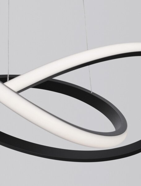 LED Pendelleuchte 56 cm breit Schwarz höhenverstellbar