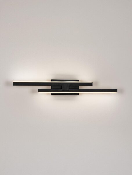 LED Wandlampe flach 54 cm breit Schwarz dimmbar 2 flammig