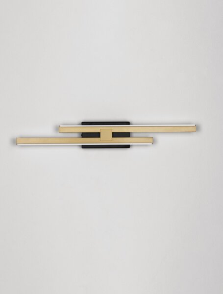 LED Wandleuchte in Schwarz Gold 54 cm breit dimmbar flach