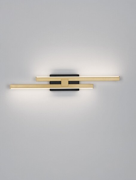 LED Wandleuchte in Schwarz Gold 54 cm breit dimmbar flach