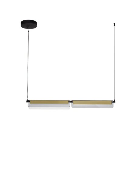 LED Hängelampe in Schwarz Gold 93 cm lang dimmbar Glas