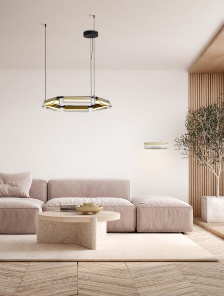 LED Hängeleuchte in Schwarz Gold Ø 72 cm dimmbar Glas rund