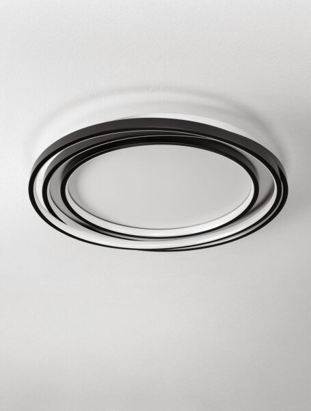 LED Deckenlampe Ring Ø 54 cm Schwarz dimmbar 3 flammig flach