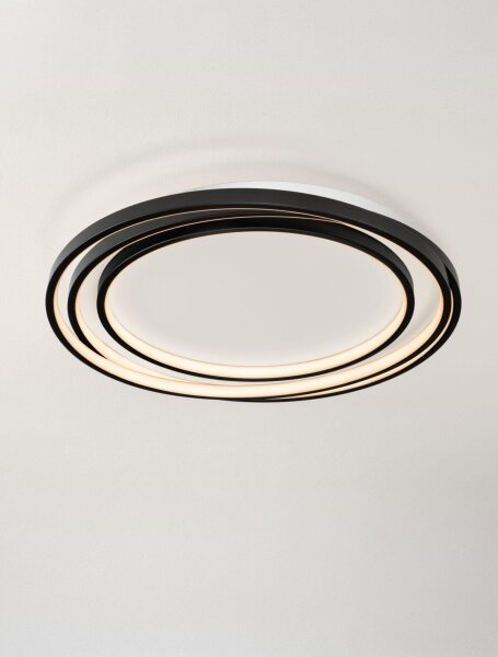 LED Deckenlampe Ring Ø 54 cm Schwarz dimmbar 3 flammig flach