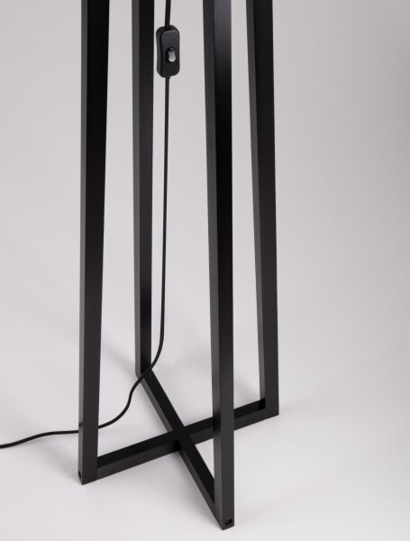 Stehlampe E27 153 cm Schwarz Grau Holz Stoffschirm Modern