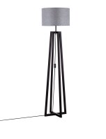 Stehlampe E27 153 cm Schwarz Grau Holz Stoffschirm Modern