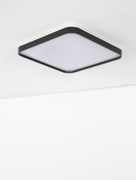 LED Deckenlampe flach 48 cm breit Schwarz Weiß warmweiß
