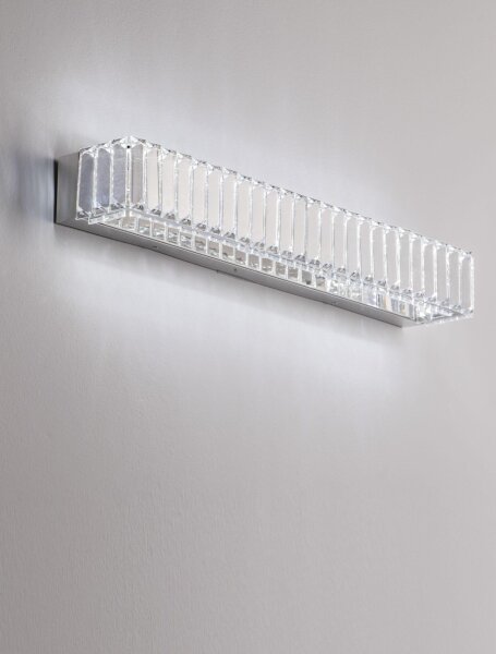 LED Wandleuchte in Chrom Kristall 60 cm hoch 1428 lm
