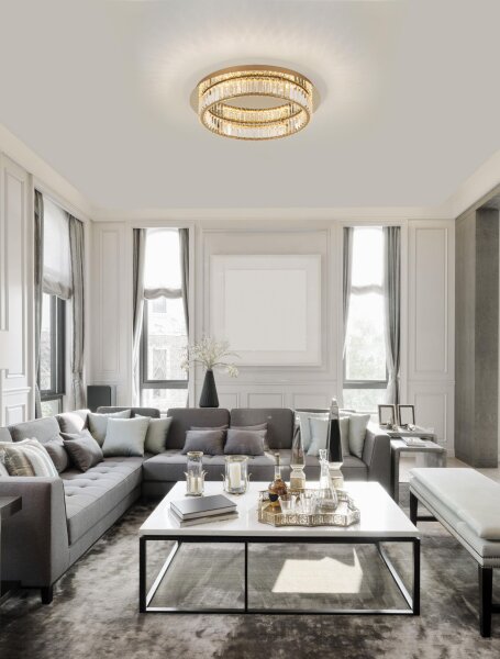 LED Deckenleuchte Kristall dimmbar Ø 60 cm in Gold Modern
