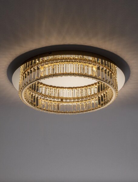 LED Deckenlampe rund Ø 50 cm dimmbar Kristall in Gold