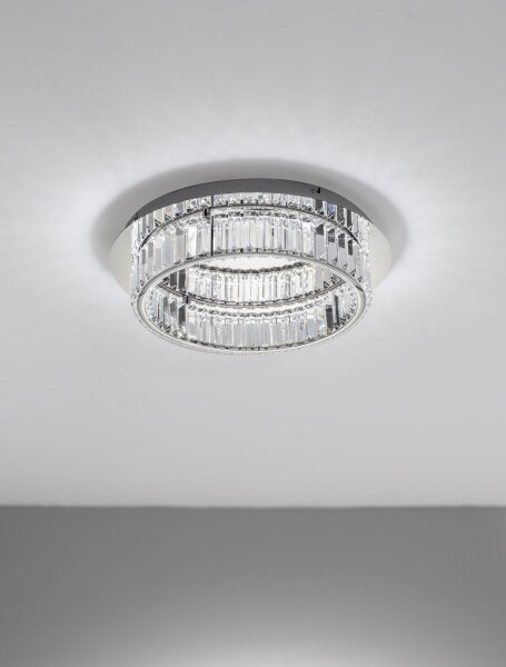 LED Deckenleuchte in Chrom Ø 50 cm dimmbar Kristall Modern