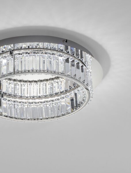LED Deckenleuchte in Chrom Ø 50 cm dimmbar Kristall Modern
