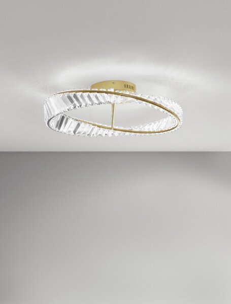 LED Deckenlampe Kristall Ø 60 cm dimmbar in Gold 3728 lm