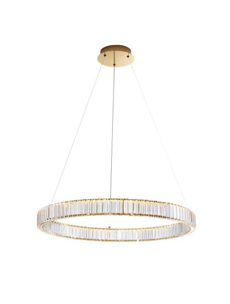 LED Kronleuchter Ring Ø 80 cm in Gold dimmbar Kristall