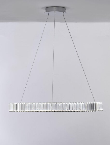 LED Pendelleuchte in Chrom Ø 80 cm dimmbar höhenverstellbar