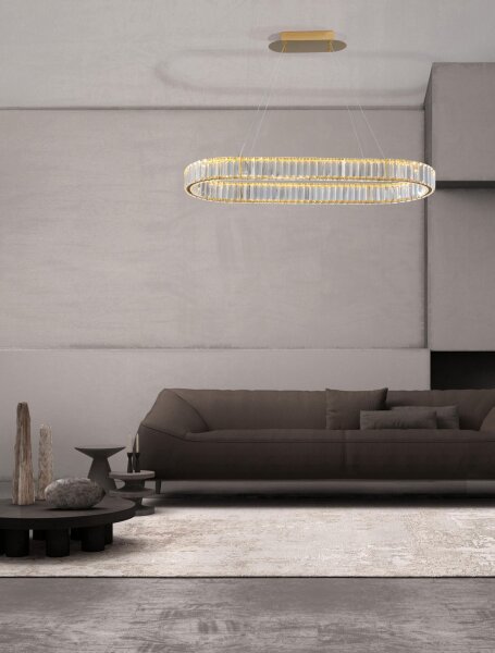 LED Hängelampe 92 cm lang in Gold dimmbar höhenverstellbar