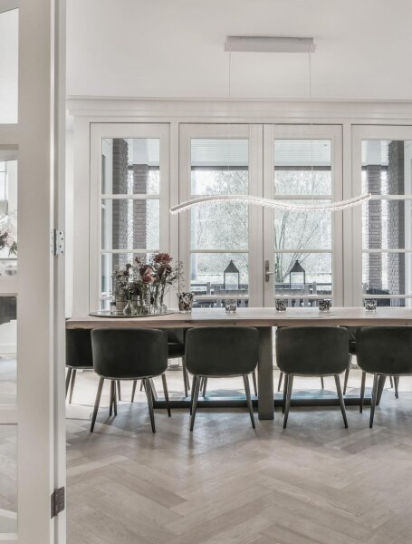 LED Hängeleuchte in Chrom 1 m lang dimmbar höhenverstellbar