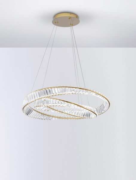 LED Kronleuchter rund Ø 80 cm in Gold dimmbar 6351 lm