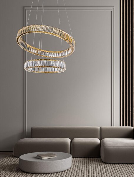 LED Pendelleuchte Ø 60 cm in Gold dimmbar höhenverstellbar