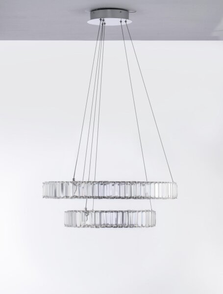 LED Hängeleuchte rund Ø 60 cm in Chrom dimmbar Esszimmer