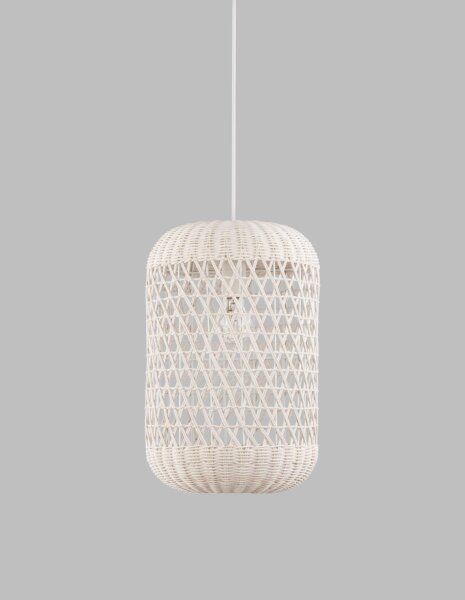 Pendelleuchte E27 24 cm breit Weiß Elfenbein Boho EDGAR