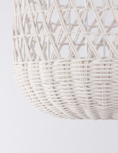 Pendelleuchte E27 24 cm breit Weiß Elfenbein Boho EDGAR