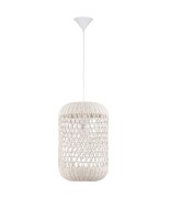 Pendelleuchte E27 24 cm breit Weiß Elfenbein Boho...