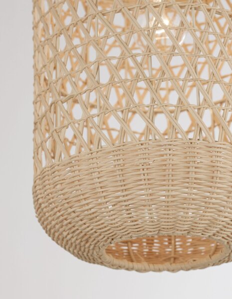 Hängelampe Boho Schwarz Beige 24 cm breit E27 Rattan Metall