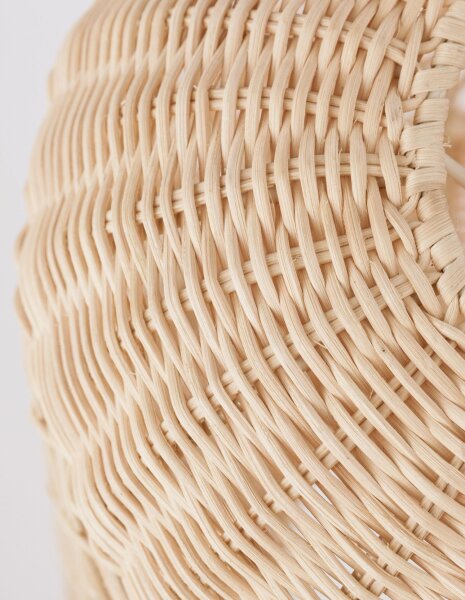 Hängelampe Boho Schwarz Beige 24 cm breit E27 Rattan Metall