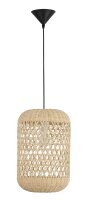 H&auml;ngelampe Boho Schwarz Beige 24 cm breit E27 Rattan Metall
