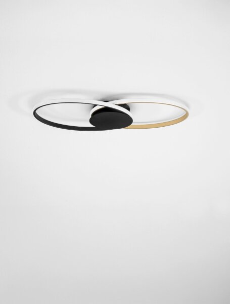 LED Deckenlampe Ring 70 cm lang in Schwarz Gold dimmbar