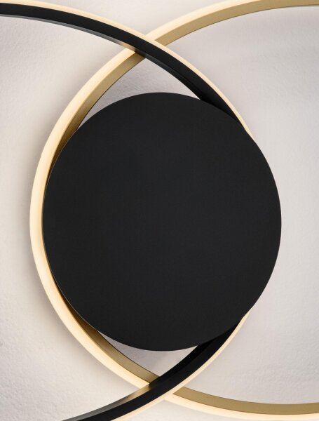 LED Deckenlampe Ring 70 cm lang in Schwarz Gold dimmbar