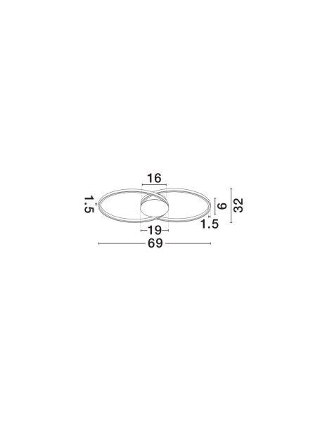 LED Deckenlampe Ring 70 cm lang in Schwarz Gold dimmbar
