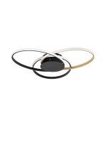 LED Deckenleuchte in Schwarz Gold 64 cm lang dimmbar Ring