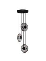 LED H&auml;ngelampe Schwarz Grau 35 cm breit dimmbar Rauchglas