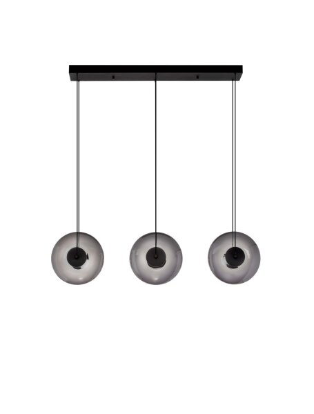 LED Hängeleuchte Schwarz Grau 85 cm lang dimmbar Rauchglas