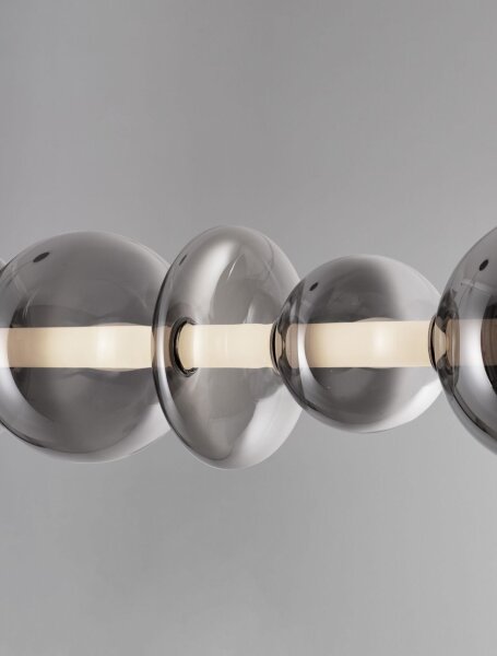 LED Pendelleuchte 117 cm lang Schwarz Grau dimmbar Rauchglas