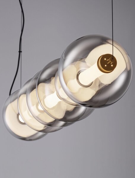 LED Pendelleuchte 117 cm lang Schwarz Grau dimmbar Rauchglas