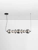 LED Pendelleuchte 117 cm lang Schwarz Grau dimmbar Rauchglas