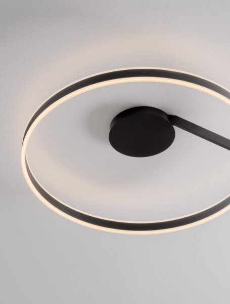 LED Deckenleuchte Schwarz Ø 80 cm dimmbar rund Farbwechsel