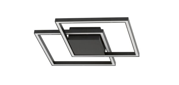LED Deckenlampe flach 46 cm breit Schwarz 2 flammig warmweiß