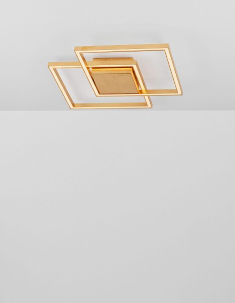 LED Deckenleuchte in Blattgold 46 cm breit flach 2 flammig