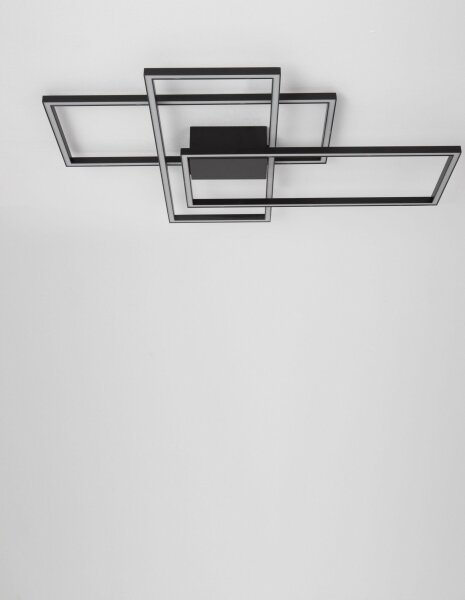 LED Deckenlampe 90 x 67 cm Schwarz dimmbar flach 3 flammig