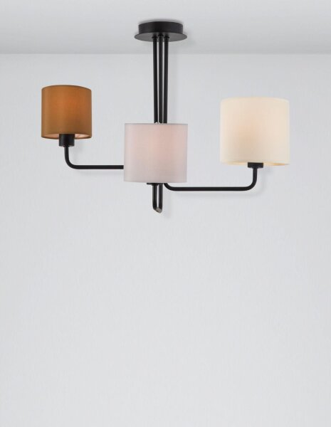 Deckenlampe E27 56 cm breit Schwarz Grau Braun 3 flammig