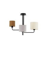 Deckenlampe E27 56 cm breit Schwarz Grau Braun 3 flammig